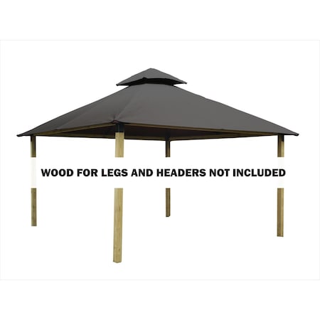 Superherostuff 12 sq. ft. Gazebo Roof Framing & Mounting Kit with Cadet Grey Outdura Canopy PA3728331